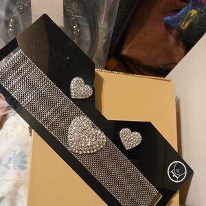 Elegant Silver Heart Necklace Set